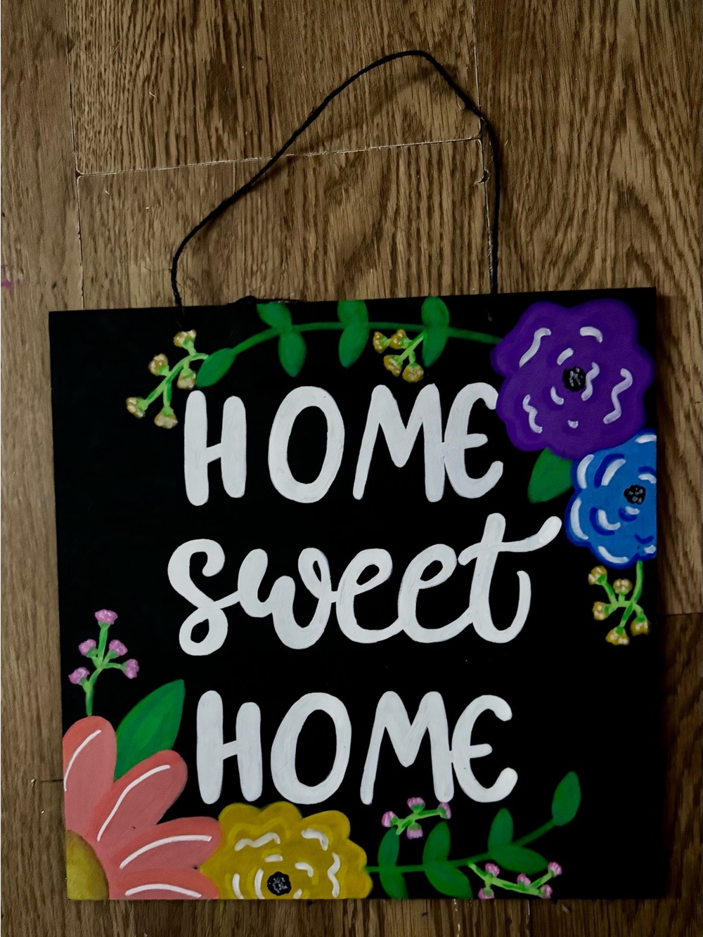 Hand painted black welcome home sign!